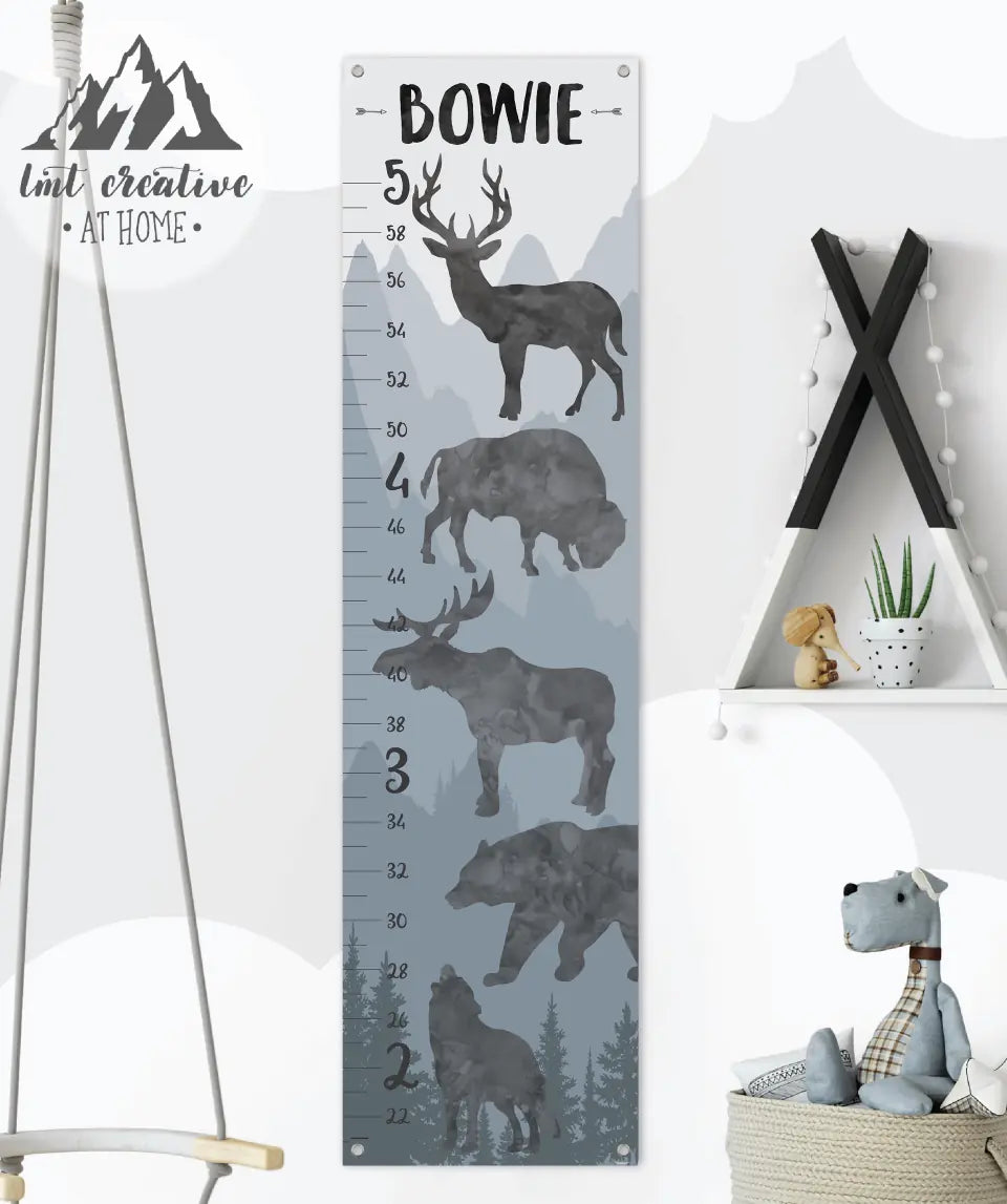 Woodland Animal Growth Chart - Canvas Hanging Growth Chart