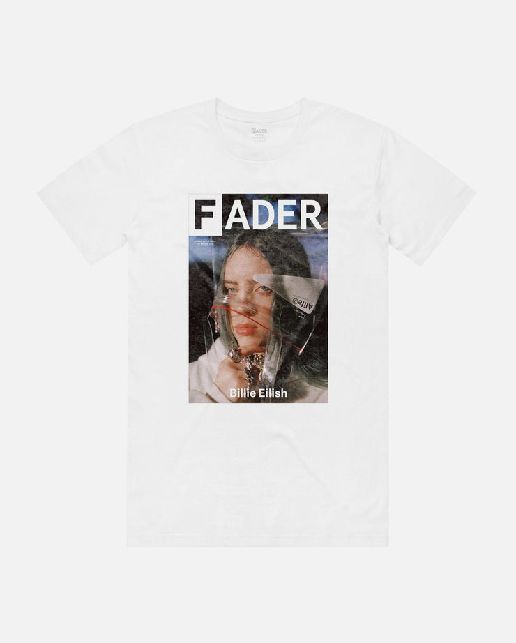 白色t恤，比利·艾利什头上套着塑料袋——the FADER杂志第116期的封面