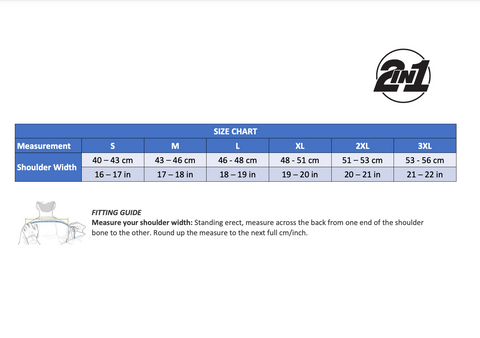 2in1 Shoulder Pads Sizing Chart