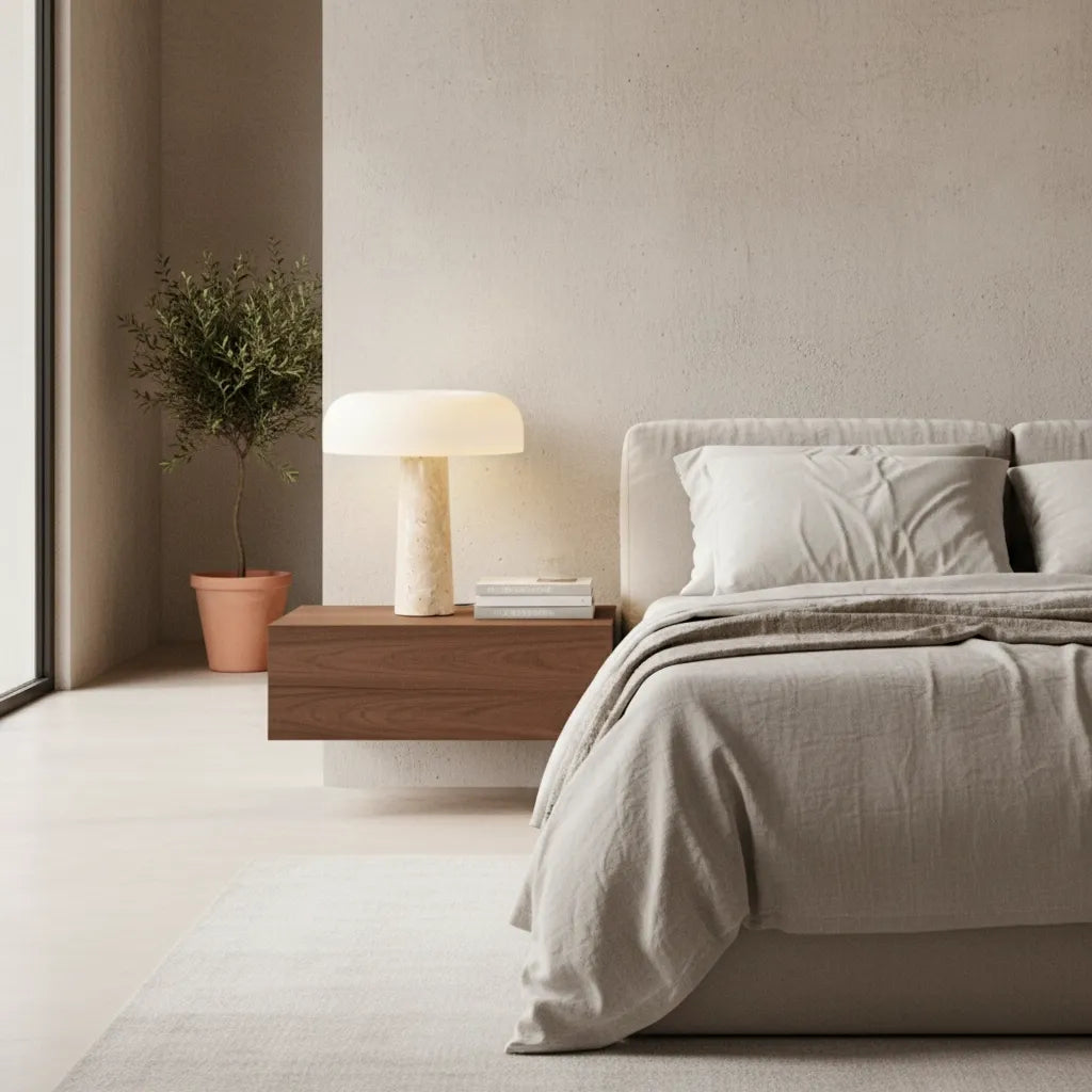 Lampe Travertin en verre