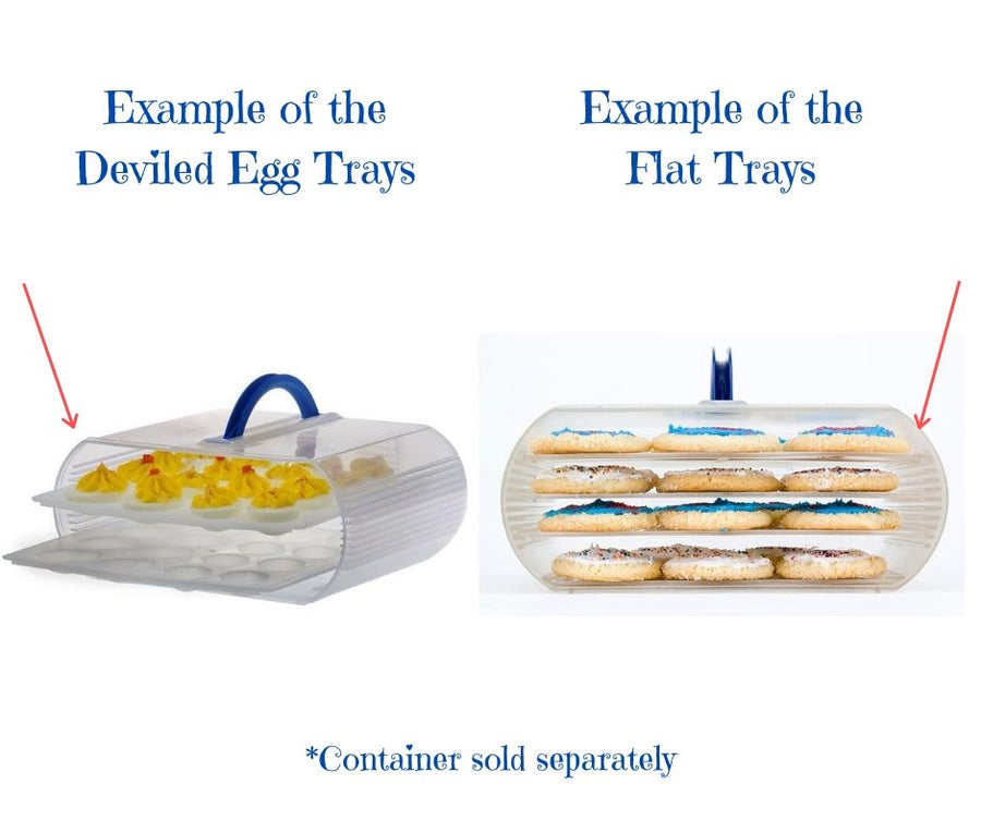 Cookie and Cake Carrier Container with Handle and Lid 4 Trays Cupcake  Storage Transport Holder Box 2 Devil Eggs Trays Included