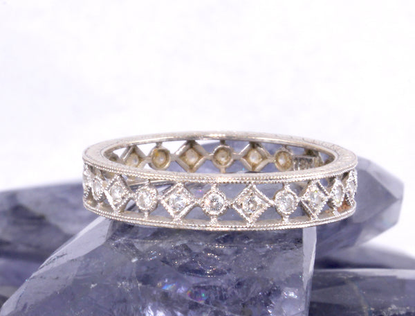 Vintage Diamond White Gold Eternity Wedding Band Olympic Gold and Jewelry 