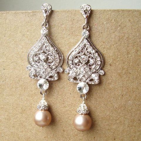 Vintage Pearl Bridal Earrings Wedding Olympic Gold and Jewelry