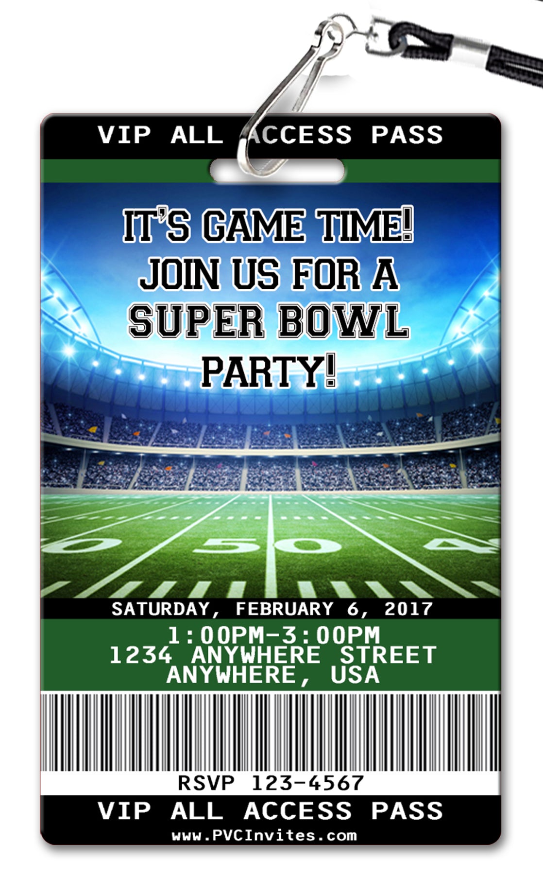 Super Bowl Invitations PVC Invites VIP Birthday Invitations