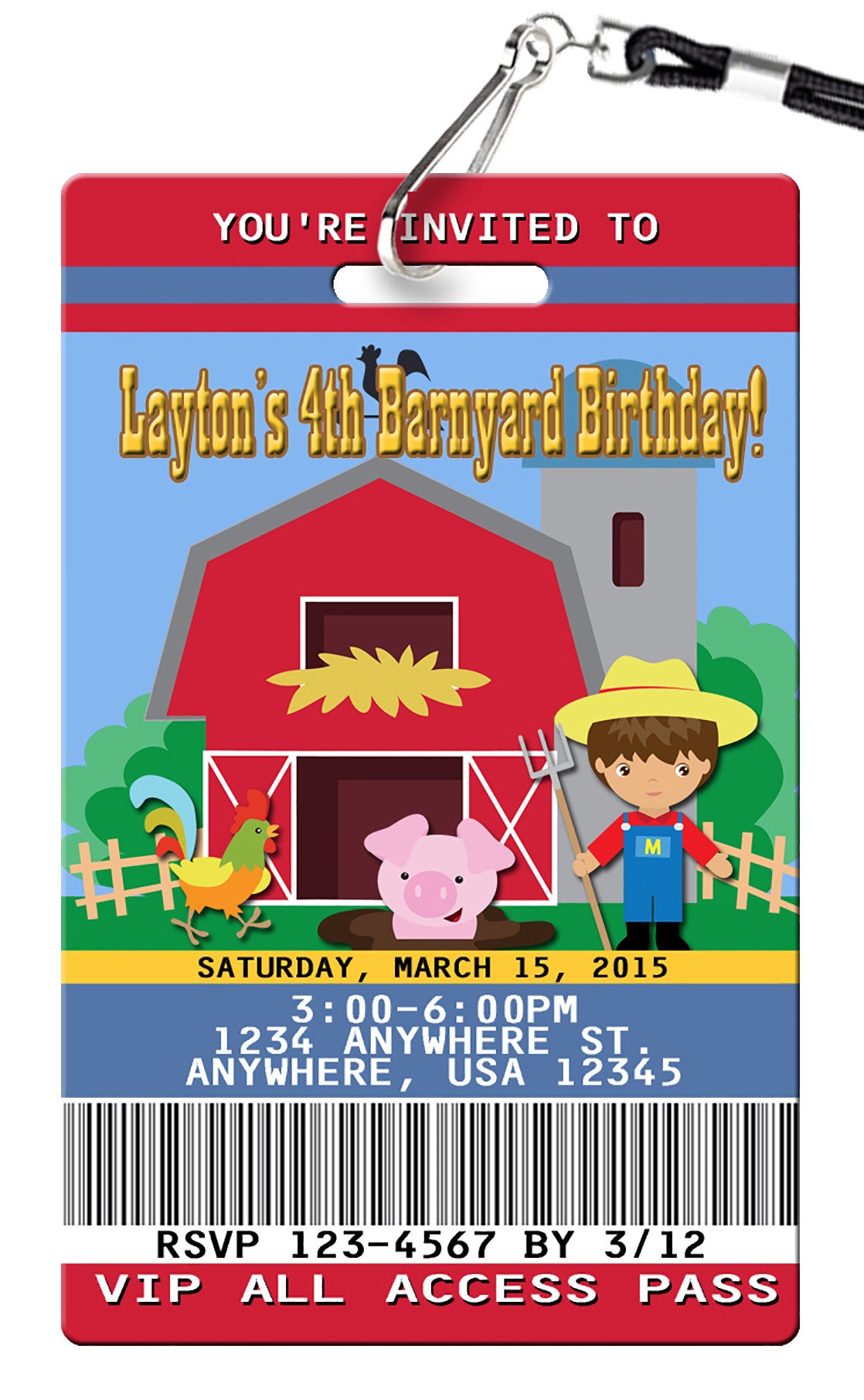 Farm Birthday Invitations - PVC Invites - VIP Birthday Invitations