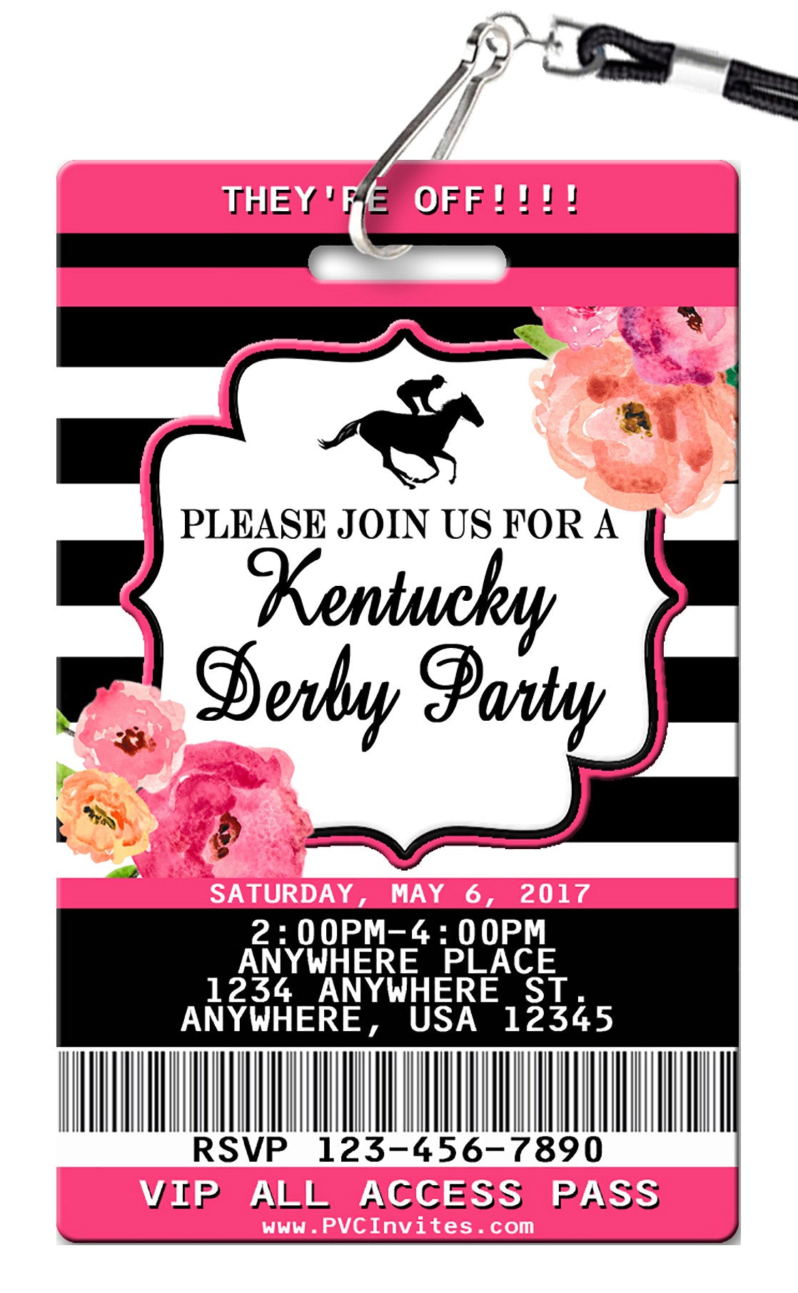 Kentucky Derby Invitations - PVC Invites - VIP Birthday Invitations