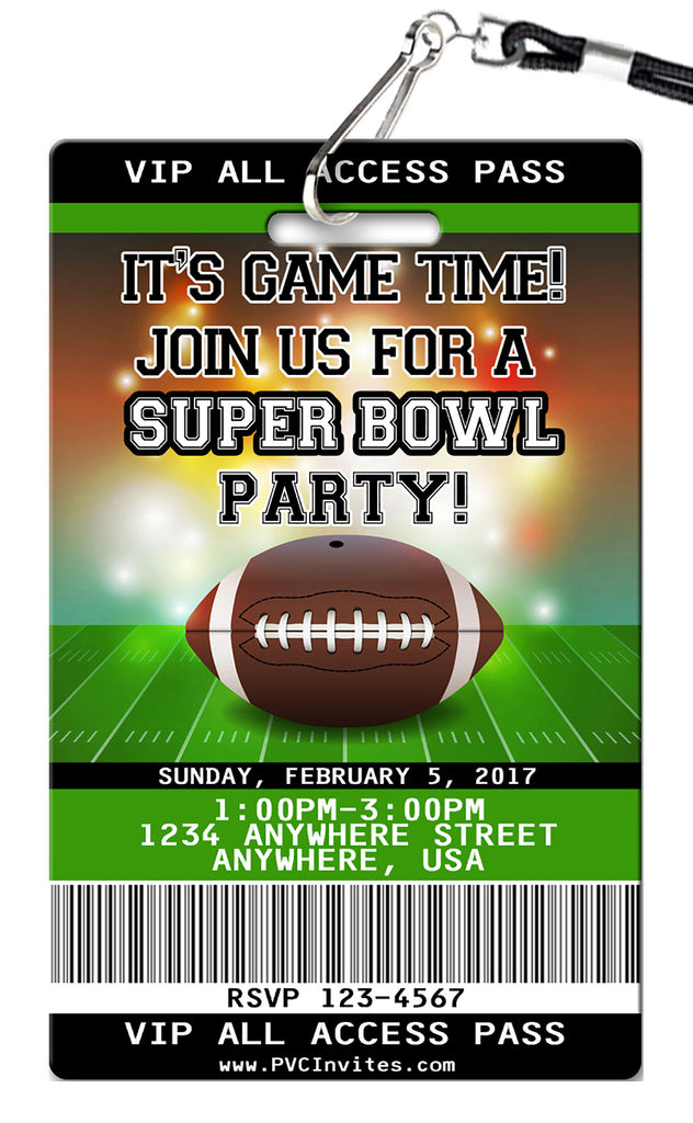 Super Bowl Invitations PVC Invites VIP Birthday Invitations