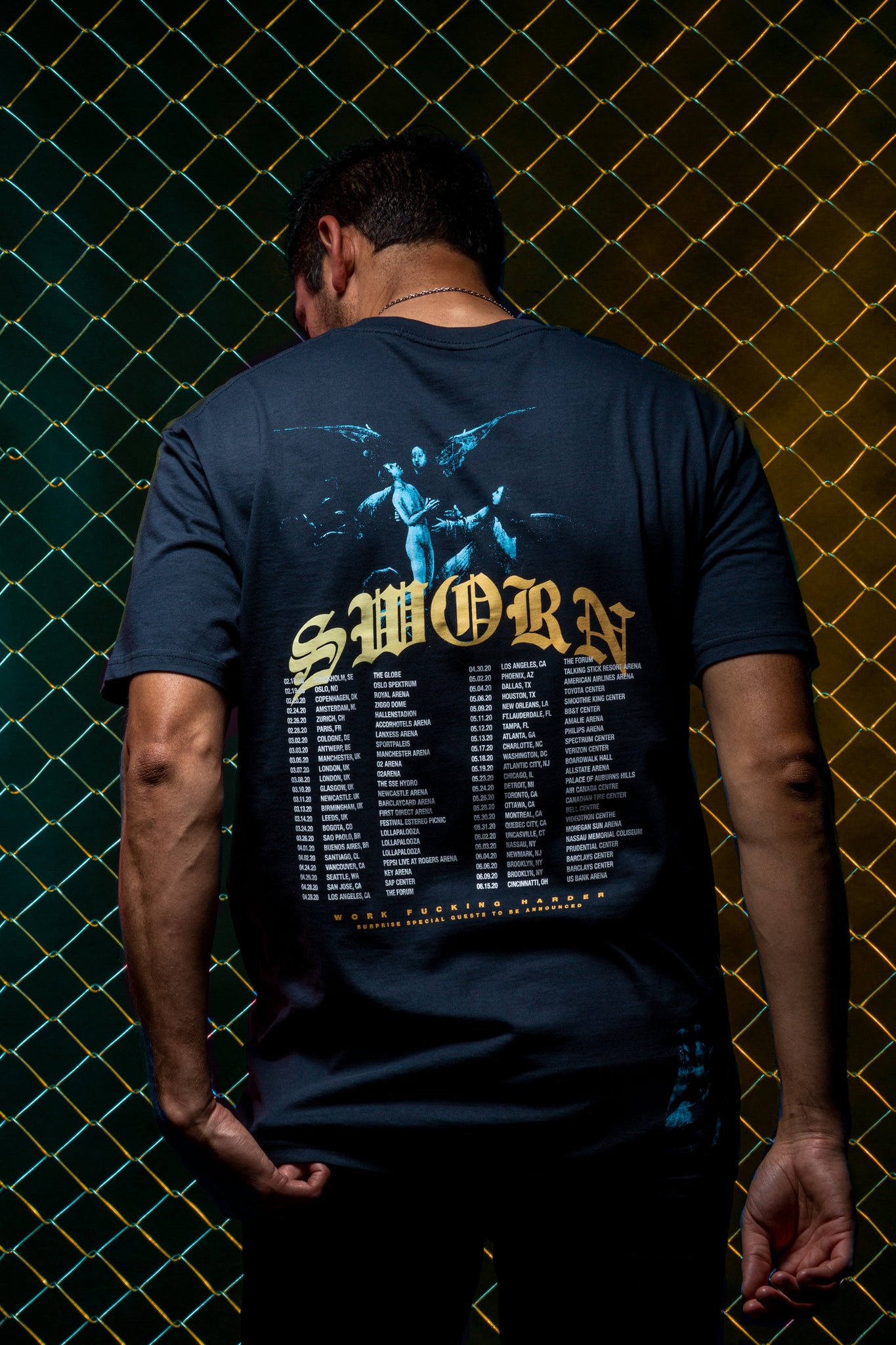 Sworn To Us - Eternally Grateful Tour - TOUR tee // Indigo Blue Back