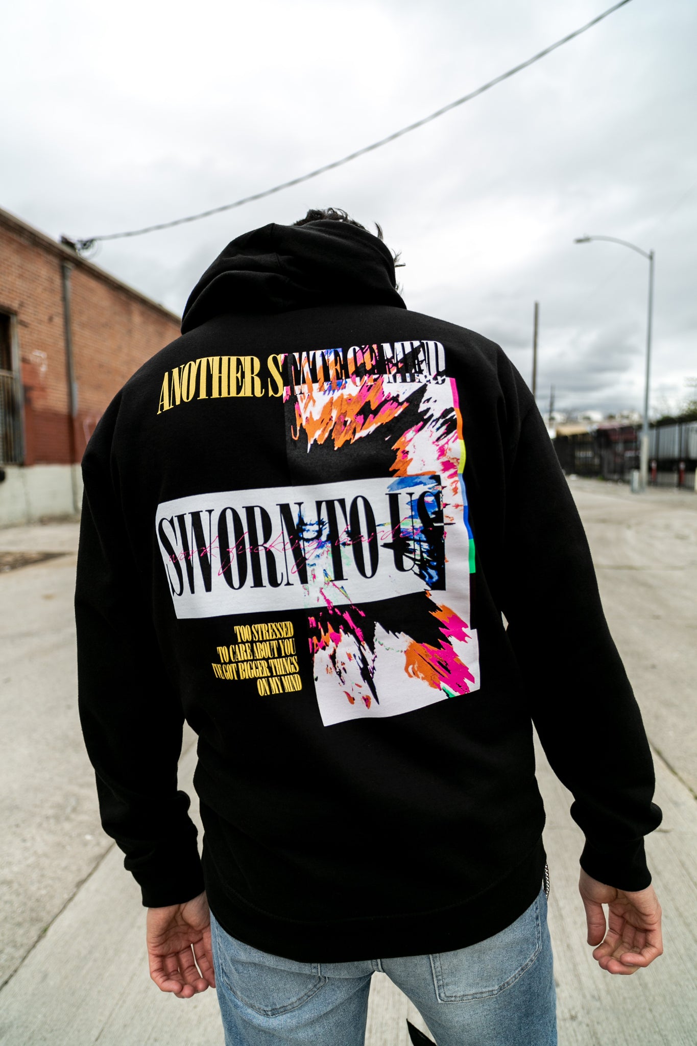 Another State of Mind Hoodie Black Back Sworn To Us