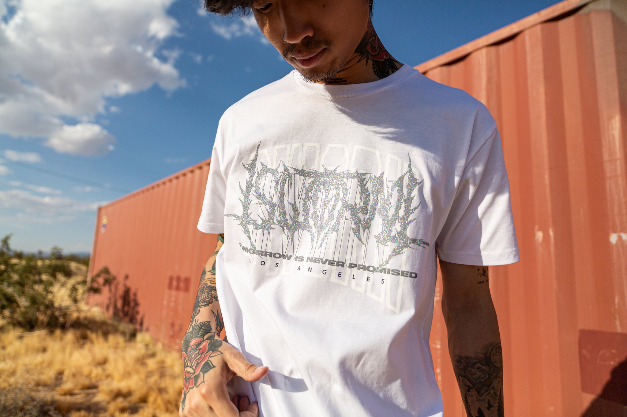 Metal Glitter Tee // White  Price: $60  Sizes: S - 3XL 