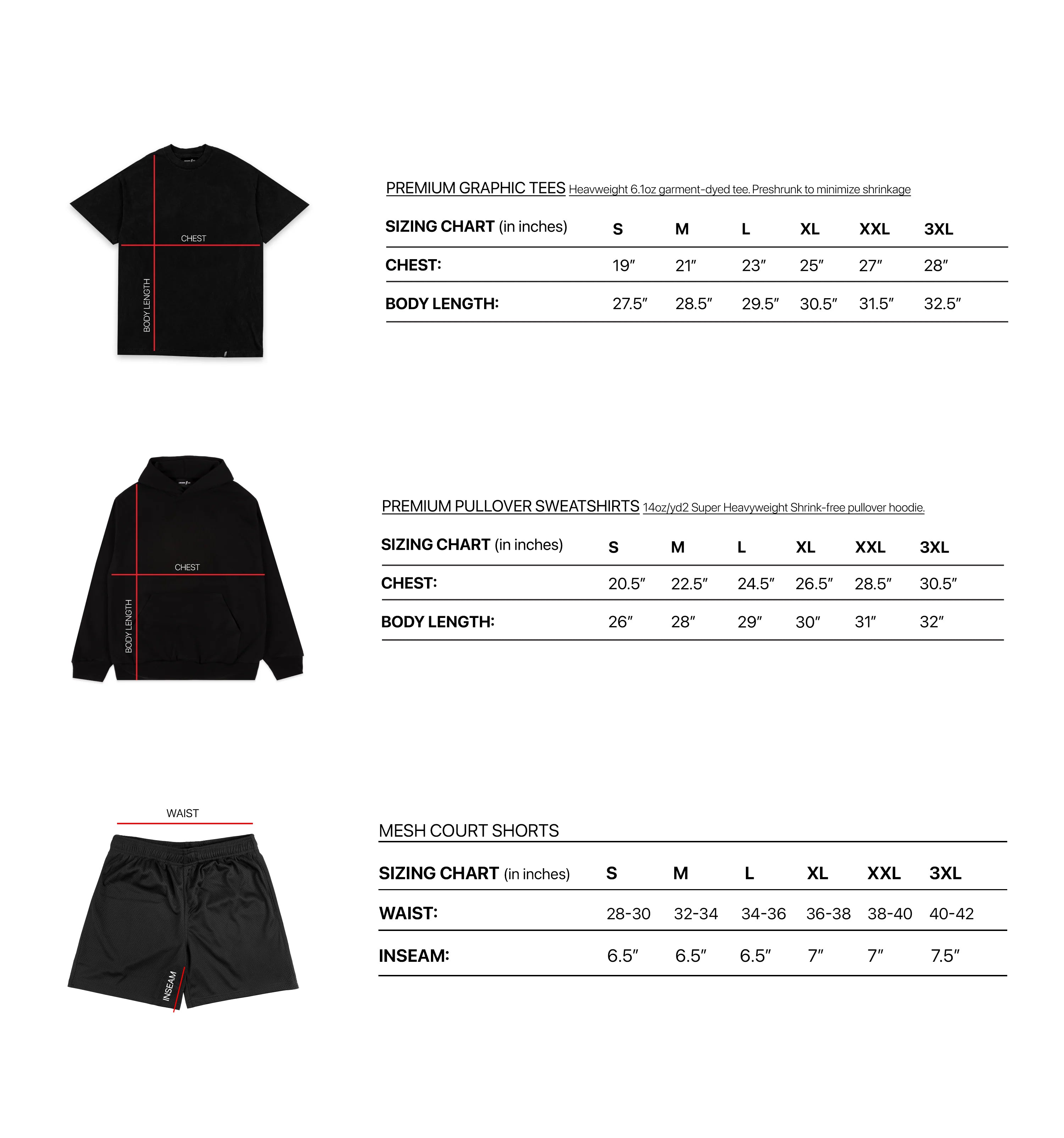 SWORN TO US SIZING CHART