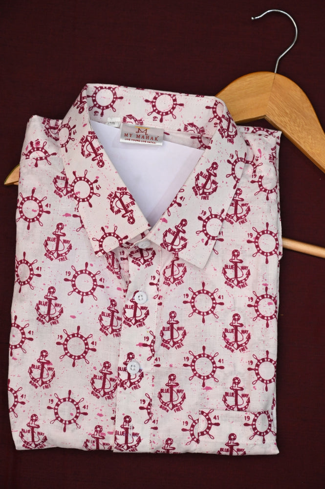 Casual Shirt For Men Half Sleeve Anchor Print
