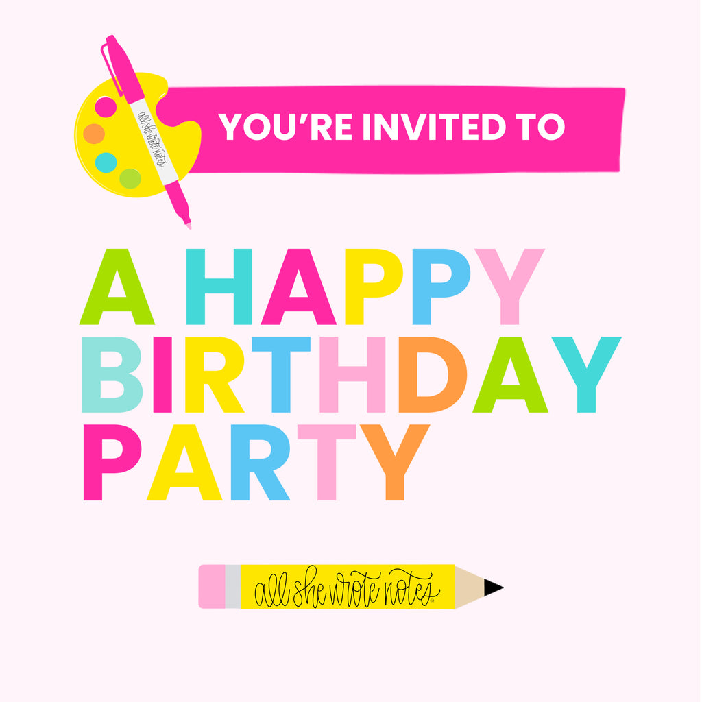 Hampton Art Happy Birthday Stamp Celebration Party Invitation B