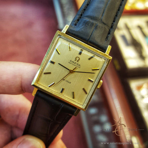 omega de ville square gold watch