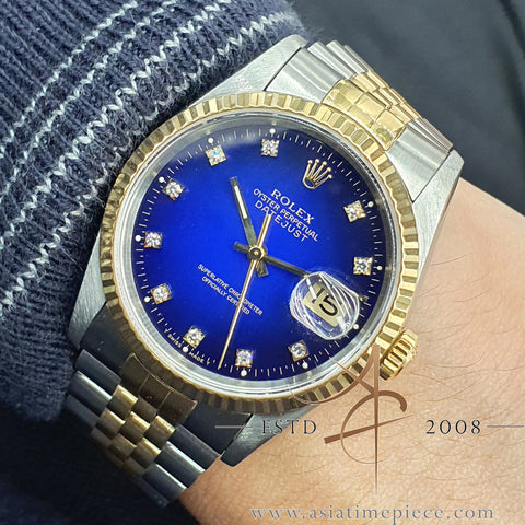 Rolex Datejust 16233 Diamond Blue Vignette Dial (1991) – Asia Timepiece ...