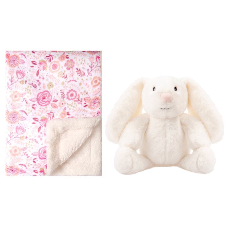 Blanket & Stuffed Animal Gift Set - Pink Floral Bunny