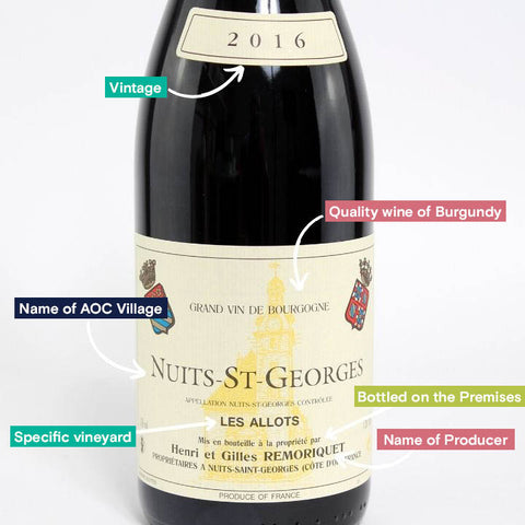 What to look for on the label of a bottle of Burgundy