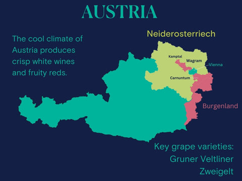 Map of Austrian wine regions
