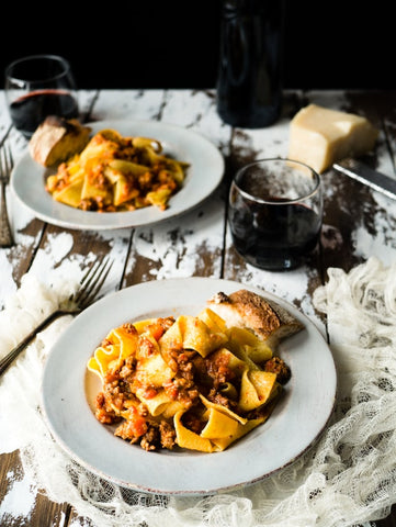 Pasta and wine for a fine Valentine's day dinner