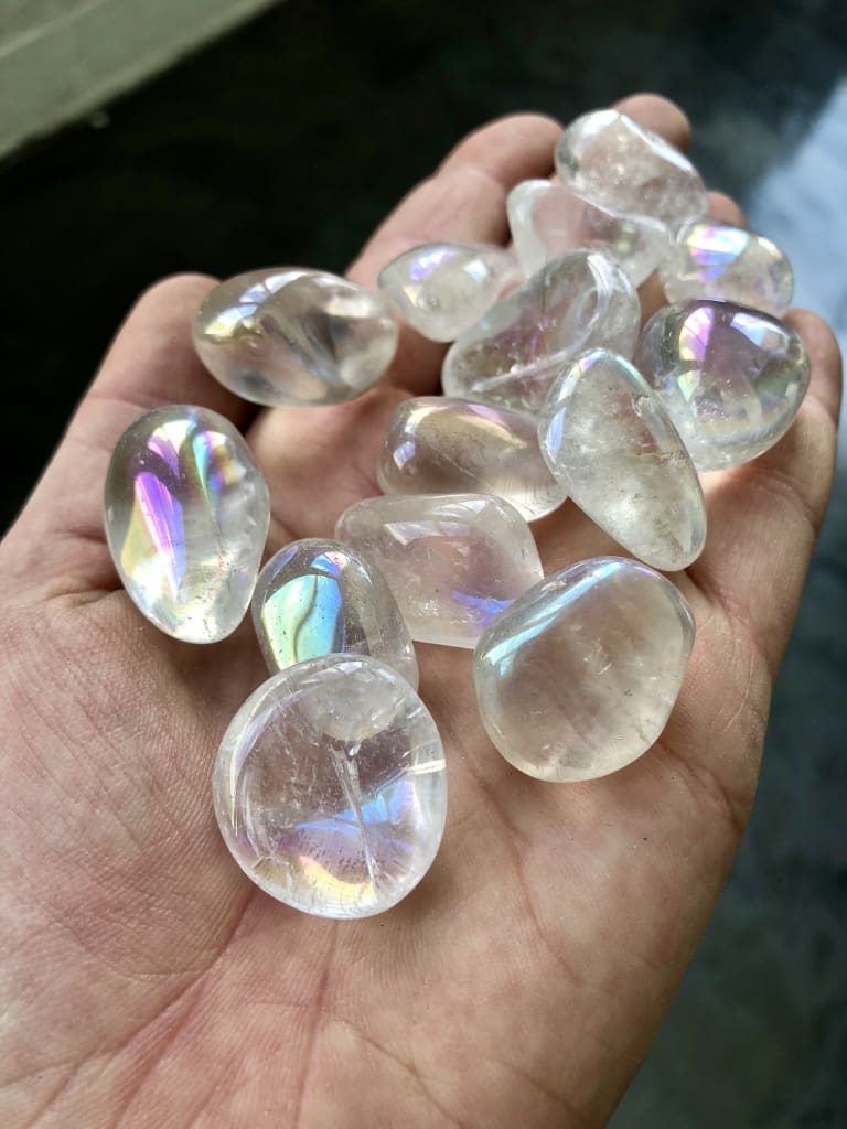 angel aura quartz tumbled stone