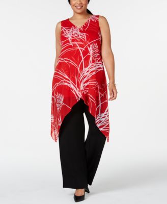 Alfani Plus Size Printed Crossover-He Red Midnight Palm 0X
