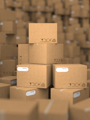 Shipping boxes artfully arranged for maximum efficiency.