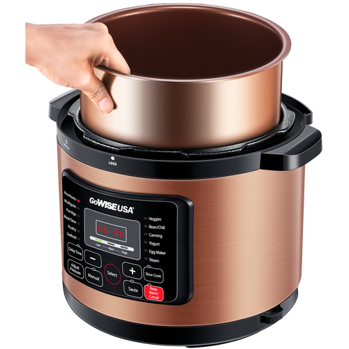 Copper 12-in-1 Pressure Cooker with Measuring Cup and Spoon, Stainless