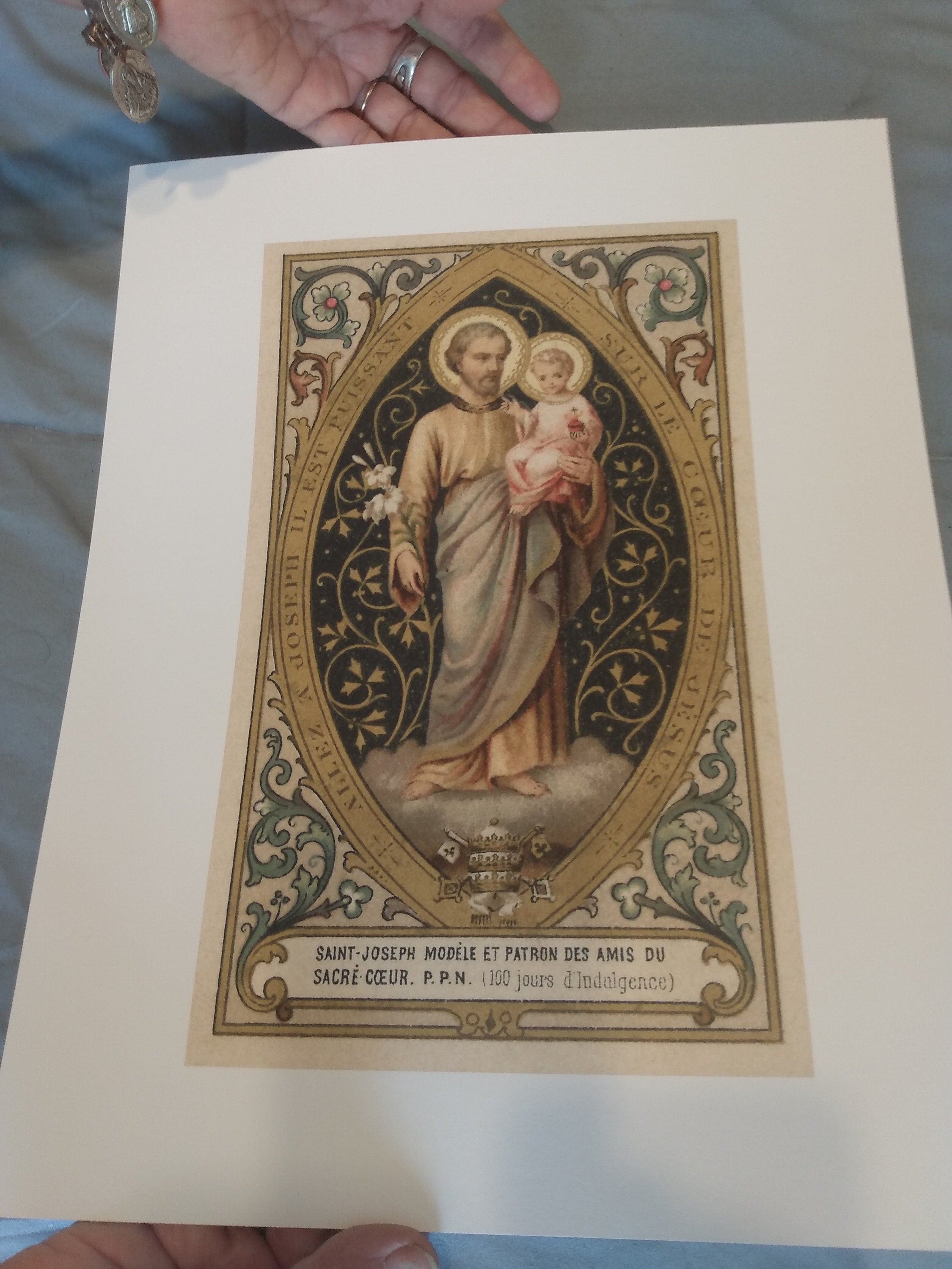 St. Joseph of the Sacred Heart – 3 sizes – based on a Vintage French Holy  Card – Catholic Art Print