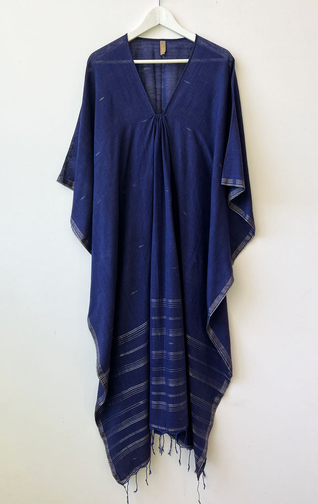 Navy and silver V-neck caftan