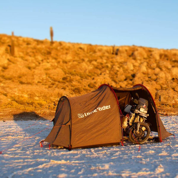 CREATE A MORE COMFY CAMPING SPACE | 9 TIPS - photo by Lone Rider MotoTent v2 customer