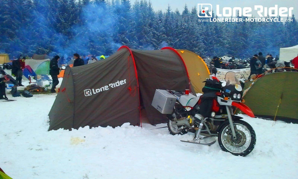 Motorcycle Camping: Weather Preparation Tips - photo by Lone Rider MotoTent v2 customer