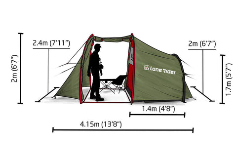 Motorcycle tent - dimensions - side view