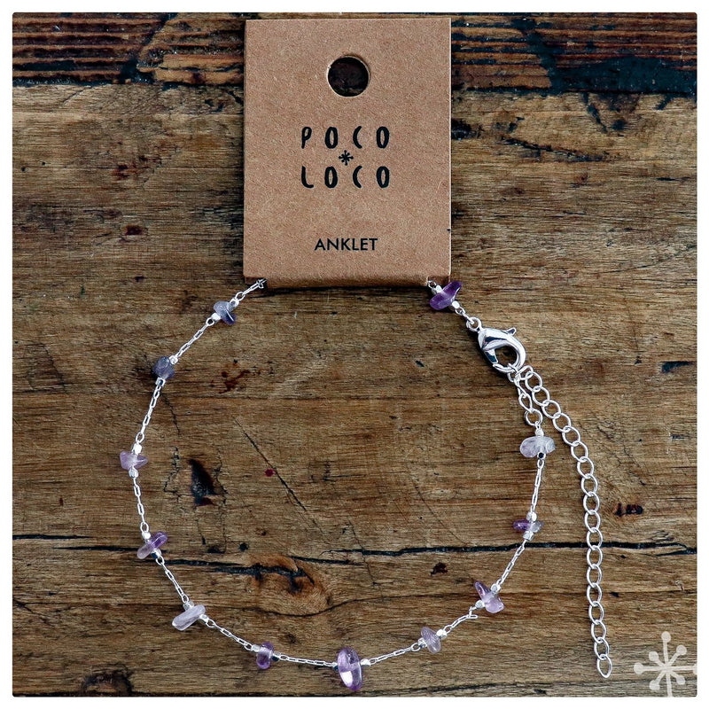 Amethyst Anklet With Silver Chain