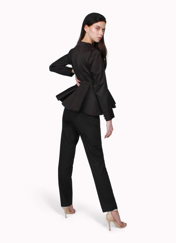 Buy Black Rayon Peplum Style Tulip Pant Suit Set in UK - Style ID: LS-6313  - Diya