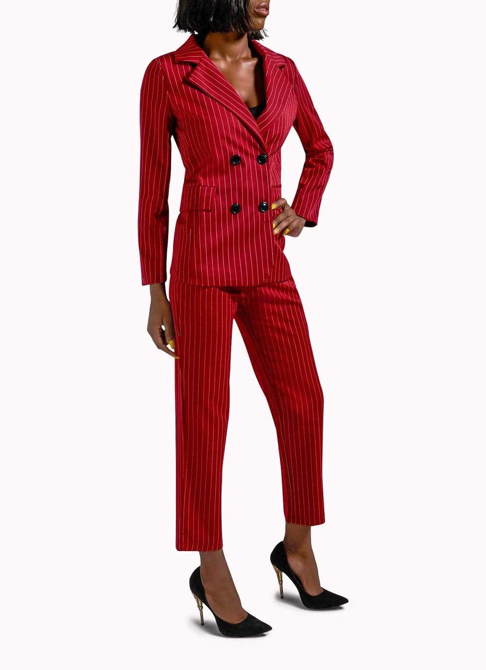 oxblood red suit