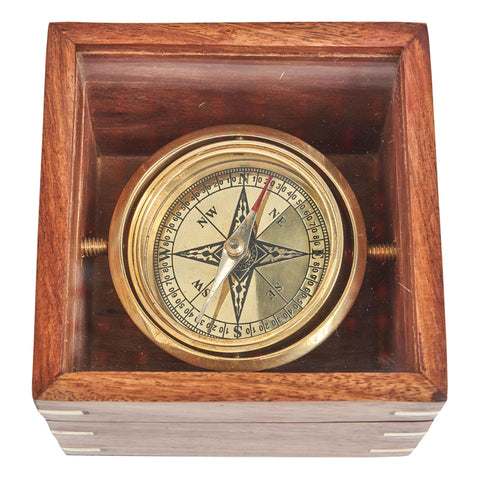 Brass Sextant Compass W Wooden Box Vintage Solid Antique Nautical Sailing  Maritime Marine Navy Functional Gift Decoration Christmas Present 