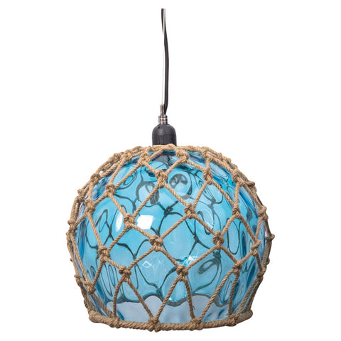 Batela Blue Rope Wrapped Glass Pendant Light Coastal Ceiling Lamp