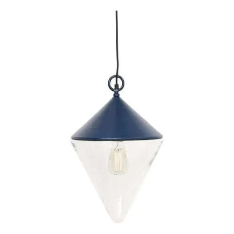 Blue Rope Wrapped Glass Pendant Light Coastal Ceiling Lamp