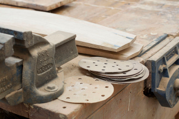 Boards in the shaping bay at The Paper Rain Project