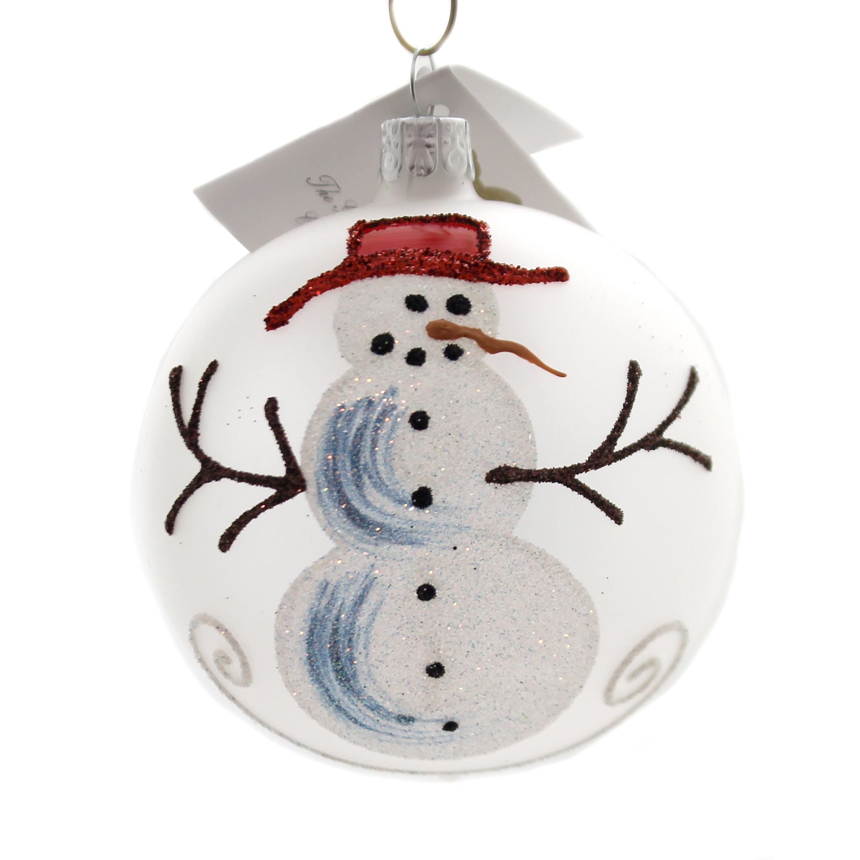 Golden Bell Collection Frosted Ball With Snowman Ornament Carrot Nose ...