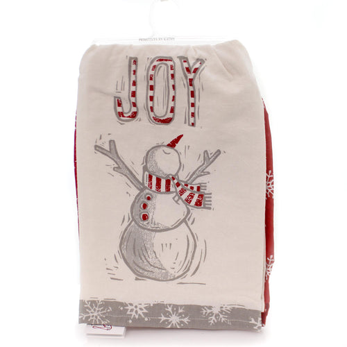 Decorative Towel Santa Kitchen Towels Set/2 Cotton Snowy Print 102425, Size: 28 in H x 28 in W x .25 in D, Red