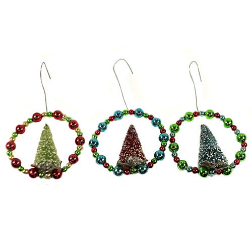 Bethany Lowe Merry & Bright Tinsel Wreath (Sm) - One Ornament 4.5 Inch,  Plastic - Christmas Ornament Beads Lc2420