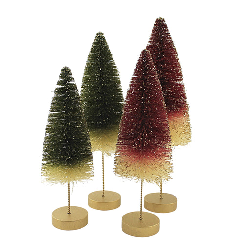 Candy Cane Striped Red White Skinny Bottle Brush Christmas Trees Set of 3