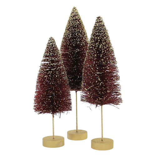 Christmas Jewel-Tone Mini Bottle Brush Plastic Trees Glittered Gold Lc0664,  1 - Fry's Food Stores