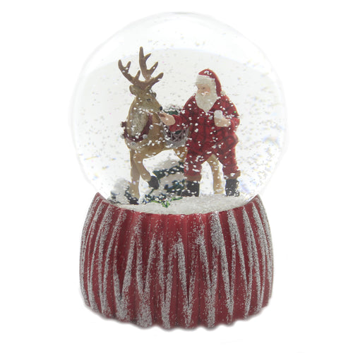 Santa with His Reindeer in The Snow Water Bottle Blue Gloss