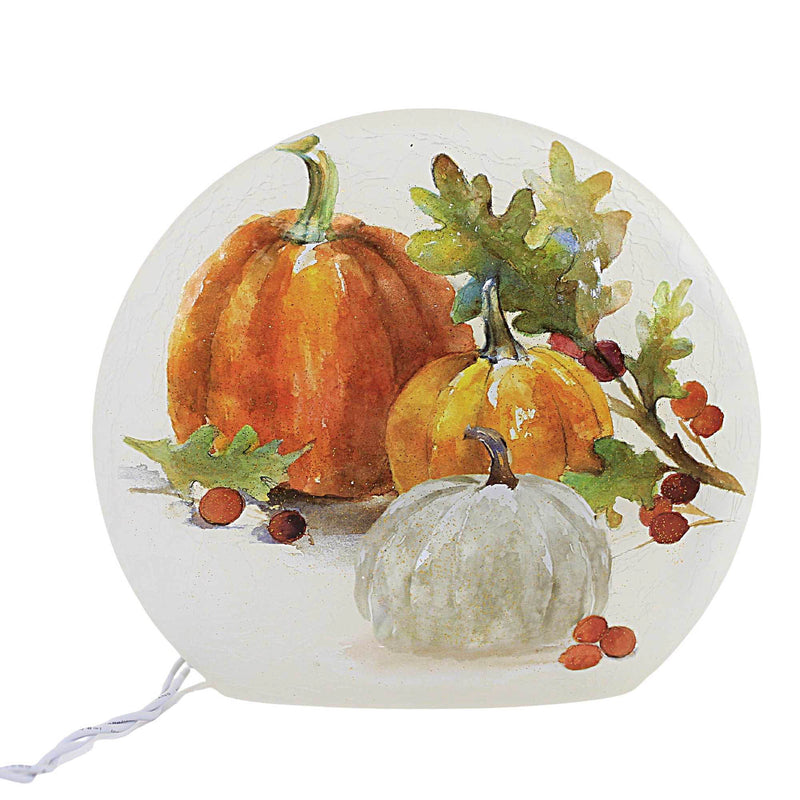 Stony Creek Pumpkins Small Prelit Round Orb Glass Fall Thanksgiving