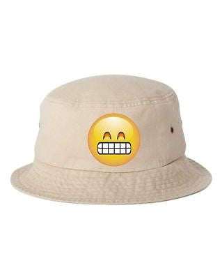 Satisfied Emoji Bucket Cap Hat