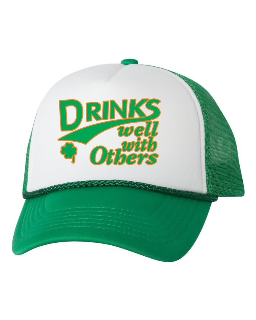 Drinks well with others dual color trucker hat