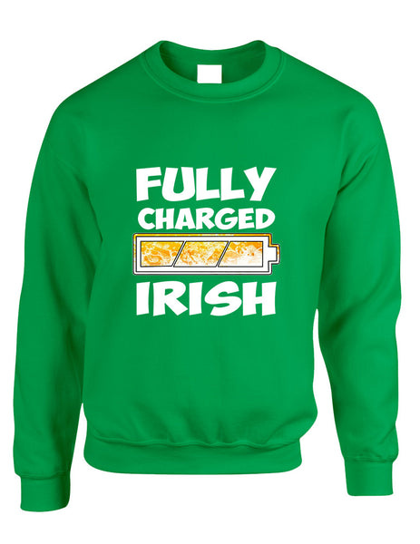 Adult Sweatshirt Fully Charged Irish St Patrick's D – ALLNTRENDSHOP