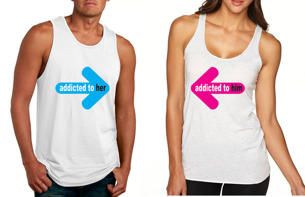 Addicted to her Addicted to him Valentine day tanktop Couple ...